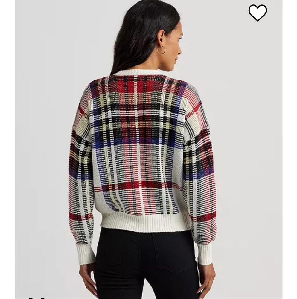 Ralph Lauren Checked Plaid Relaxed Fit Crewneck Sweater - Picture 2 of 12